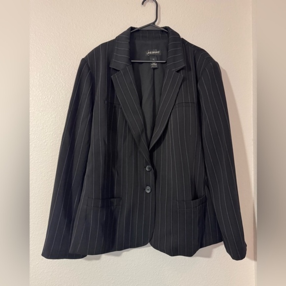 Lane Bryant Black Pinstripe Suit Jacket